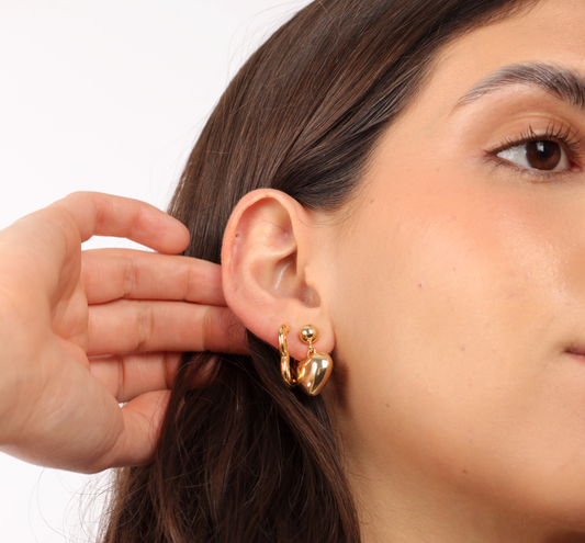 ARETES CORAZON COLGANTES